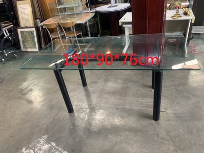 桃園國際二手貨中心----3*6尺 玻璃餐桌  會議桌  洽談桌（超厚強化玻璃）