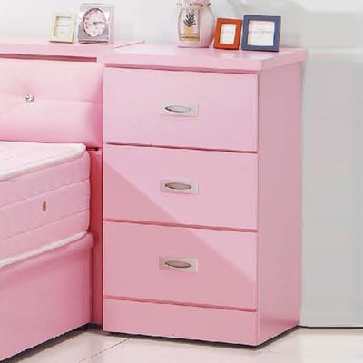 【優比傢俱生活館】22 簡單購-粉紅色1.3尺三抽床頭櫃 LC087-5