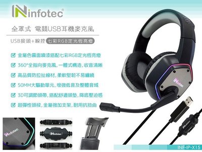 infotec X15 全罩式專業電競 7.1聲道USB耳機麥克風