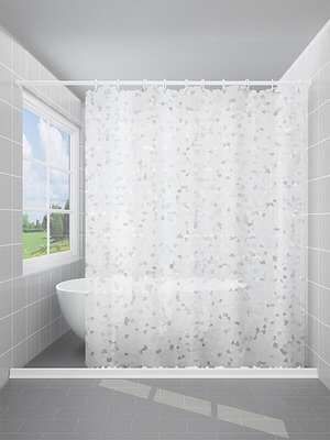 水立方eva衛生間免打孔浴簾桿浴簾套裝透明浴室門簾子加厚防水布