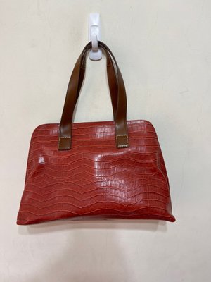 「 二手包 」 ENZO ANGIOLINI 真皮手提肩背包（橘紅）鐵2.5