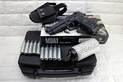 [01] KJ M9A1 全金屬 貝瑞塔 CO2槍 + CO2小鋼瓶 + 奶瓶 + 槍套 + 槍盒 ( M92 M9A1