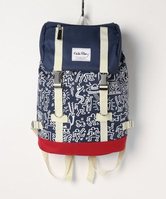 【Mr.Japan】日本限定 Keith Haring 後背包 雙排扣 出遊 中性 新款 包 側邊拉鍊 大容量 藍 預購