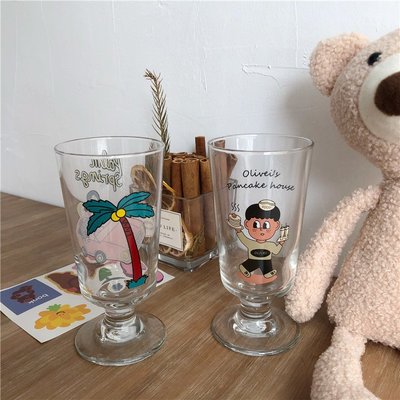酒杯韓式可愛透明玻璃杯子高腳水杯ins風果汁冷飲杯牛奶杯子家用酒杯