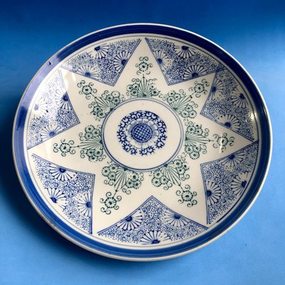 台灣早期老碗盤 盤(#9) — 圖案印花紋盤 24cm