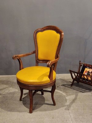 英國老件 真皮 可旋轉 雕刻 書桌椅 辦公椅 旋轉椅 ch0495 【卡卡頌  歐洲古董】✬