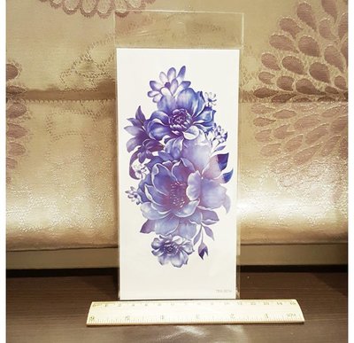 【萌古屋】藍色大花朵手臂大圖 - 男女防水紋身貼紙刺青貼紙TBX-9034  K19