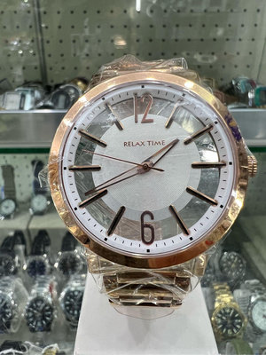 【金台鐘錶】RELAX TIME 時尚鏤空 不鏽鋼腕錶 白玫瑰金-42MM (RT-56-8M)