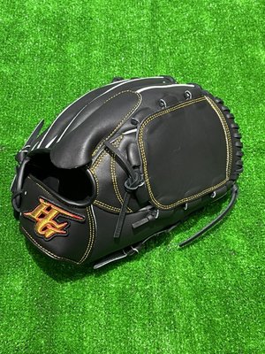 棒球世界全新Hi-Gold牛皮棒壘球投手全封球檔手套特價黑色12吋