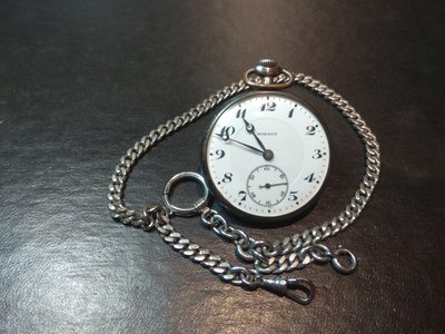 【古錶傳承】瑞士 Moeris 莫里斯 古董懷錶 手上鏈 白瓷面 藍鋼寶璣針 小秒針 掀蓋銀殼錶鏈 無底價 標多少都賣！