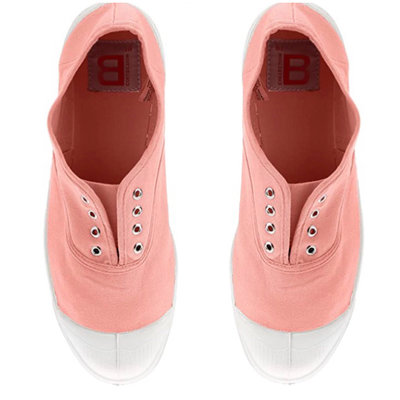 代購 法國22春夏新款bensimon 基本elly款淺粉紅色有鞋孔鬆緊帶帆布鞋