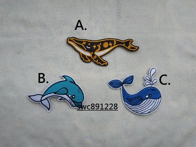 鯨魚布貼、燙貼布、裝飾貼飾、DIY布飾材料-B1000(C)