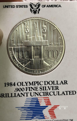 【鑒 寶】（世界各國錢幣） 美國1984年1美元大型紀念銀幣（洛杉磯奧運會，廠標： P，完未品) DDS119