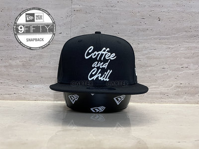 New Era Branded " Coffee and Chill " 9Fifty 黑底白字"咖啡和放鬆"黑後扣帽