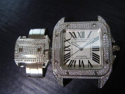 【愛錶回春中心】( 專業代鑲鑽石 ) ~Cartier原廠 Santos 100~ 錶殼.錶扣 ..51mmX42mm