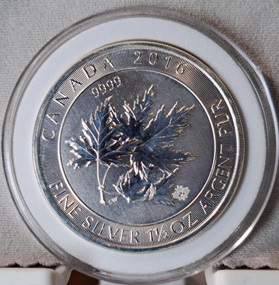 加拿大2016年楓葉銀幣 1.5盎司楓葉密印加厚版，幸運楓葉【店主收藏】15110