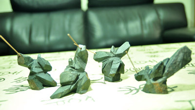 蘇瑞鹿老師   舞動太極  石雕創作 - 4件  迷你品組   四小天王 3   (4尊都可以拿線香哦)
