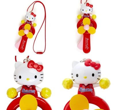牛牛ㄉ媽*日本進口正版品㊣Hello Kitty手動風扇 凱蒂貓手持電風扇 軟葉片隨身手壓風扇 附頸掛繩 啦啦隊款