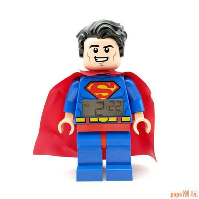 papa潮玩樂高LEGO鬧鐘創意電子時鐘學生用超人蝙蝠俠白兵兒童人偶玩具夜光