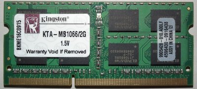 金士頓KTA-MB1066/2G終保ddr3-1066 2G蘋果2rx8筆記型記憶體2GB筆電1.5v雙面顆粒apple