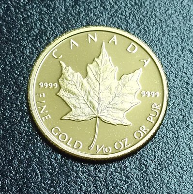 《51黑白印象館》西元1989年加拿大發行 楓葉金幣1/10盎司 含金9999 品相如圖 低價起標a3