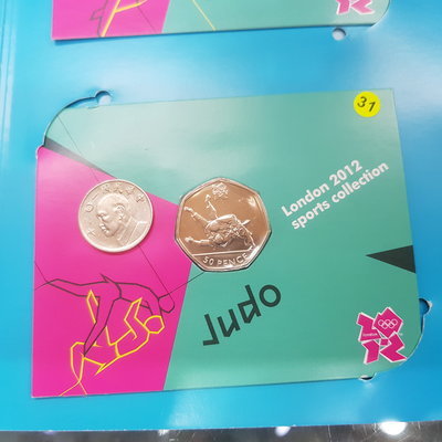 ☆孟宏館☆伊麗莎白二世女王英國女王錢幣2012年英國倫敦奧運50便士紀念幣judo-柔道17/29.