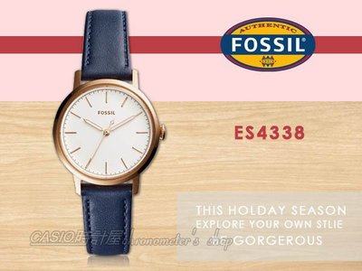 FOSSIL 手錶專賣店 時計屋 ES4338 簡約石英女錶 皮革錶帶 白色錶面 防水/新品/保固/發票