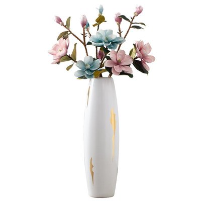 熱銷 北歐輕奢陶瓷落地花瓶大號插花干花擺件客廳裝飾高檔歐式白色大高