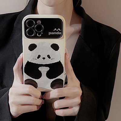 現貨 黑白熊貓適用蘋果14promax手機殼iphone15全包11創意趣味12代發13