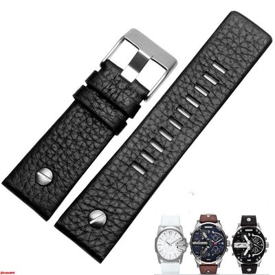 森尼3C-拍下即發代用迪賽DIESEL牛皮真皮手錶帶 22 24 26 28mm黑色白色棕色鉚釘款-品質保證