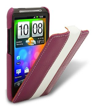 【Melkco】出清現貨 下翻紫白直條HTC宏達電 Desire HD G10 4.3吋真皮皮套保護殼保護套手機殼手機套