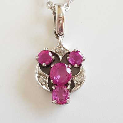 【1克拉】 粉紅色 天然藍寶石， 天然鑽石 項鍊  天然剛玉，附鑑定證明 保證真鑽   真寶石 超級特價便宜賣