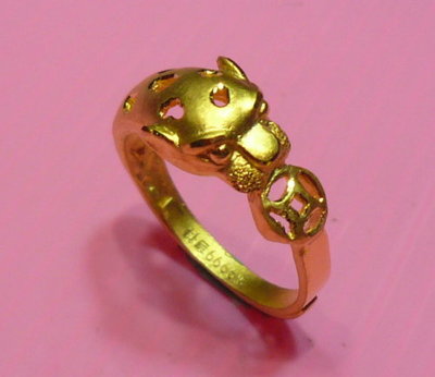 【金飾記錄】【黃金9999】。【純金金錢豹造型戒指164】