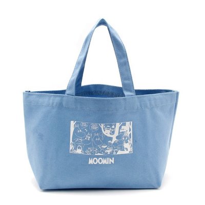 [瑞絲小舖]~日雜最愛Moomin慕敏家族附錄海水＆天空藍便利提袋(原裝盒) 手提包 托特包 午餐袋 便當包