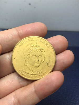 【二手】第二任美國總統夫人阿比蓋爾·亞當斯銅鍍金紀念章，紀念幣，她也 古董 舊貨 老貨 【華夏禦書房】-778