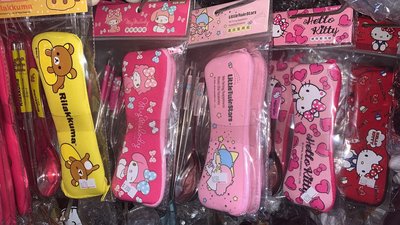 ♥小公主日本精品♥ Hello Kitty 筷子湯匙 不鏽鋼餐具組 附收納潛水布套洪11810506