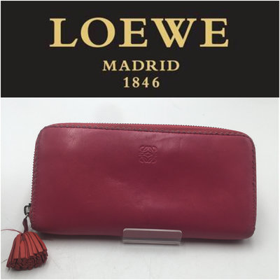 【皮老闆二店】二手真品 Loewe ㄇ型拉鍊長夾 皮夾 L836