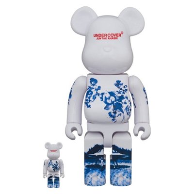 全新Bearbrick 400% + 100% Undercover Ceramic UFO 青花瓷花紋飛碟