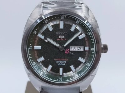 【發條盒子H4360】SEIKO精工5號 經典黑面 不鏽鋼鍍黑皮帶男錶 全新品盒單齊  4R36-06E0SD