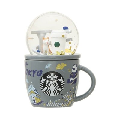 日本Starbucks星巴克限定 東京限定 柴犬與星巴克杯 雪花球 水晶球馬克杯89ml