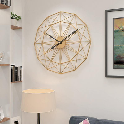 時鐘 家居簡約復古客廳鐵藝掛鐘圓形裝飾時鐘金屬鐘錶靜音