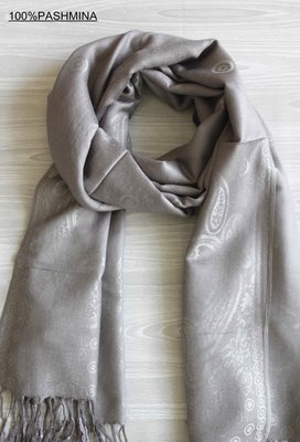 正品100%PASHMINA喀什米爾羊毛雙面會呼吸的圍巾披肩-變形蟲灰-送禮自用溫暖貼心禮物