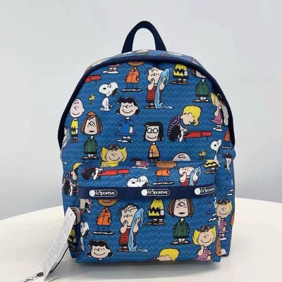 新款熱銷 LeSportsac x snoopy 史努比 查理布朗 3418 中號旅行雙肩降落傘防水後背包 限量