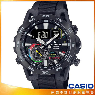 【柒號本舖】CASIO卡西歐 EDIFICE 賽車膠帶錶-黑色 / ECB-40MP-1A 台灣公司貨