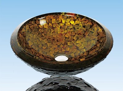 FUO衛浴:42公分 彩繪工藝 藝術強化玻璃碗公盆 (WY15013)預訂!