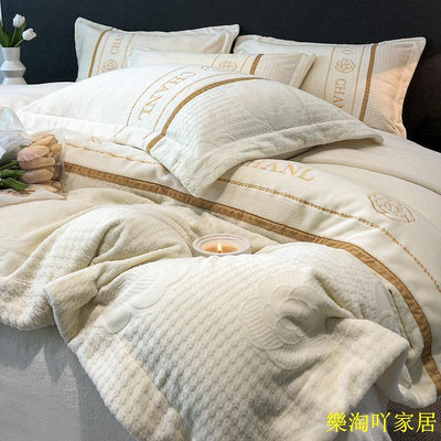 牛奶絨雕花絨繡花床包組 單人床組 法蘭絨床單 床罩組 雙人 加大床包四件組 被單 冬季暖絨床組