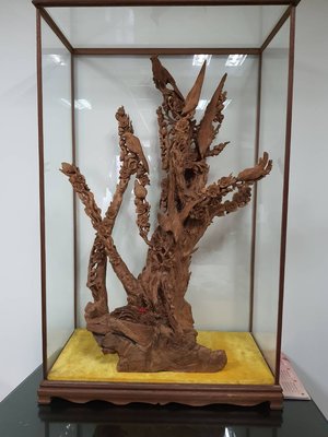 早期台灣紅豆杉根瘤精雕喜上楣梢(高110寬68cm)非肖楠檜木