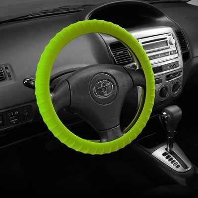 【行車碼頭】汽車方向盤矽膠套-【綠色】 可伸縮 方向盤套 方向盤皮套