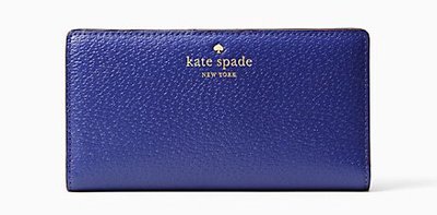 【現貨在台】Kate Spade WLRU2153 燙金Logo荔枝皮寶藍色長夾