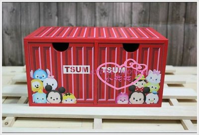 ♥小花花日本精品♥迪士尼系列tsum tsum史迪奇小熊維尼木製貨櫃雙抽盒置物盒抽屜式收納盒99133400